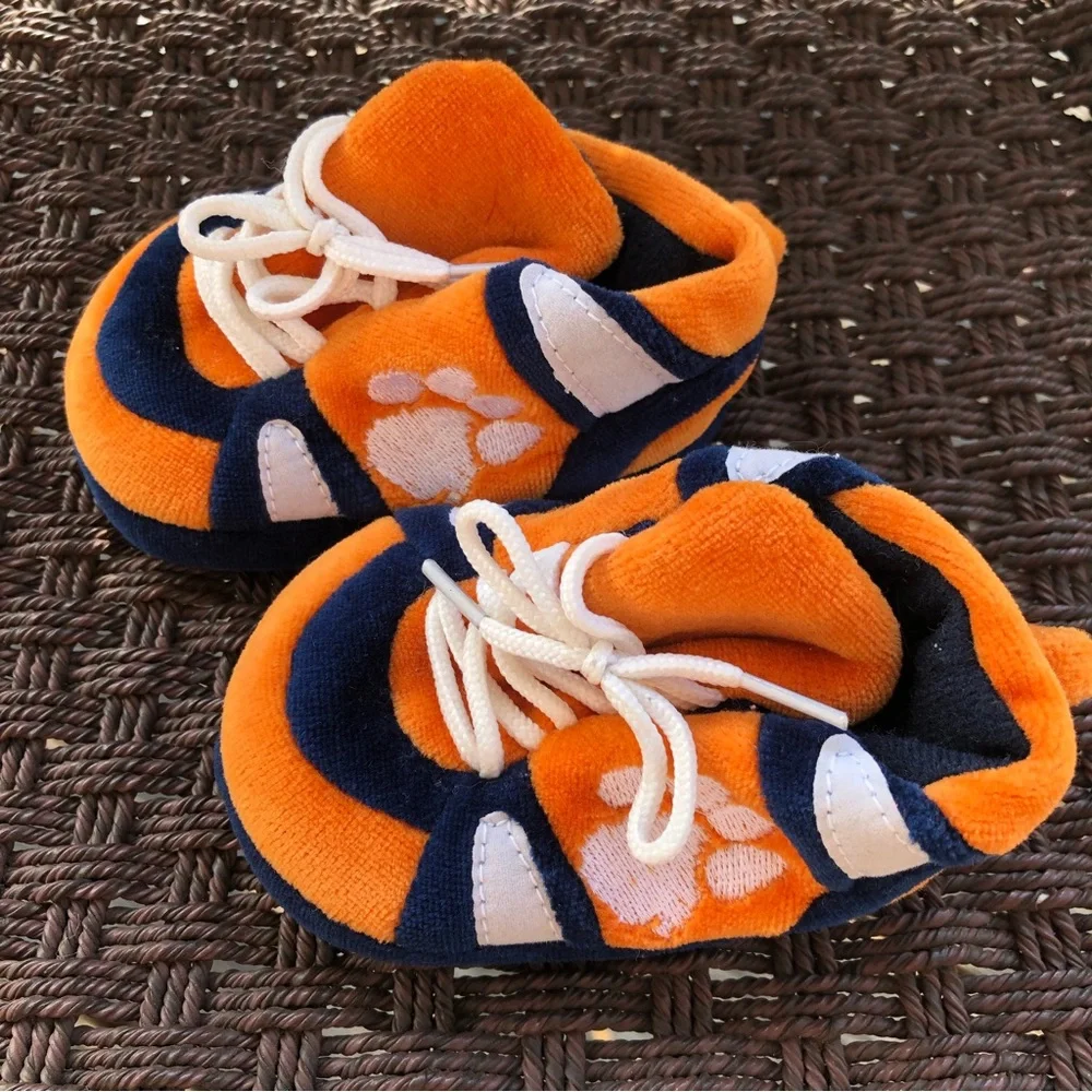 Baby shoes orange blue tiger paw clemson
